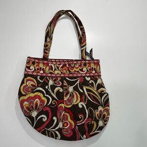 Vera Bradley‎ Puccini Print Quilted Tote Bag Brown Floral Pattern Shoulder Bag